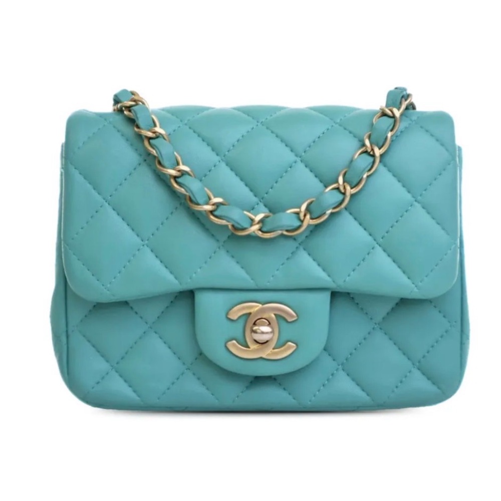 Like new Chanel mini square classic flap  in lambskin